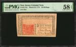 NJ-181. New Jersey. March 25, 1776. 30 Shillings. PMG Choice About Uncirculated 58 EPQ.