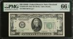 Fr. 2058-DW. 1934D $20 Federal Reserve Note. Wide. Cleveland. PMG Gem Uncirculated 66 EPQ.
