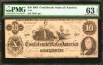 T-46. Confederate Currency. 1862 $10. PMG Choice Uncirculated 63 EPQ.