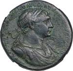 TRAJAN, A.D. 98-117. AE Sestertius (23.76 gms), Rome Mint, ca. A.D. 108-109/10. NGC Ch VF, Strike: 4