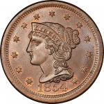 1854 Braided Hair Cent. Newcomb-11. Rarity-2. Mint State-66 BN (PCGS).