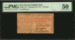 NJ-174. New Jersey. February 20, 1776. 3 Pounds. PMG About Uncirculated 50.