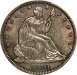 1870-S Liberty Seated Half Dollar. WB-4. Rarity-4. Date Right. AU-58 (PCGS). CAC.
