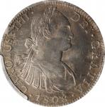 1808-Mo TH年墨西哥双柱一圆银币。墨西哥城铸币厂。MEXICO. 8 Reales, 1808-Mo TH. Mexico City Mint. Charles IV. PCGS Genuin