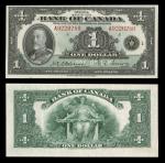 Canada. Bank of Canada. $1. 1935 P-38. BC-1A. Black on green. King George V, left. Osbourne-Towers. 