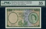 Government of Mauritius, 25 rupees, ND (1954), serial number A614411, green and multicolour, portrai