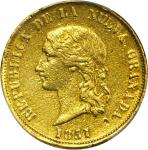 COLOMBIA. 1851 16 Pesos. Bogotá mint. Restrepo M213.4. AU Detail — Ex-Jewelry (PCGS).