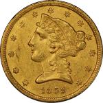 1859-C Liberty Head Half Eagle. Winter-1, the only known dies. Die State I. AU-58 (PCGS).