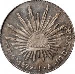 MEXICO. 8 Reales, 1877-Ga JA. Guadalajara Mint. ANACS MS-60.
