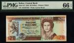 Central Bank of Belize, 20 dollars, 1990, serial number AD367503, (Pick 55, TBB B313a), in PMG holde