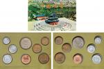 中国硬币一册共八枚（1980年一分、一角、两角、五角、壹元一套；1981年两分一枚；1976年五分一枚；1982年生肖纪念章一枚）。