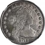 1802/1 Draped Bust Silver Dollar. BB-232, B-4. Rarity-4. Narrow Date. VF-35 (NGC).