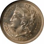 1889 Nickel Three-Cent Piece. MS-64 (NGC).