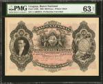 URUGUAY. Banco Nacional. 500 Pesos, 1896. P-A98b. Cancelled. PMG Choice Uncirculated 63 Net. Previou