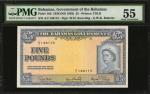 BAHAMAS. Government of the Bahamas. 5 Pounds, 1936 (ND 1963). P-16d. PMG About Uncirculated 55.