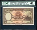 The Hongkong and Shanghai Banking Corporation, $5, 1.4.1941, serial number P403353, (Pick 173d), PMG