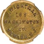 New Jersey--Newark. 1863 John Wightman. Fuld-555C-7b. Rarity-8. Brass. Plain Edge. MS-67 (NGC).