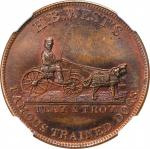 New York--New York. 1853 H.B. Wests Trained Dogs. Miller-NY 948. Copper. Plain Edge. MS-66 BN (NGC).