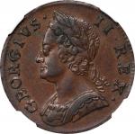 GREAT BRITAIN. 1/2 Penny, 1754. London Mint. George II. NGC AU-58.