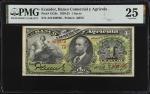 ECUADOR. Lot of (2). Mixed Banks. 1 Sucre, 1884-1925. P-S126c & S172. PMG Very Fine 25 & Choice Unci
