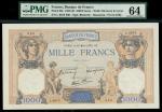 Banque de France, 1000 francs, 26 January 1939, serial number L.6673 660, orche, blue and multicolou