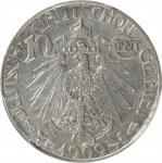 1909年青岛大德国宝一角。柏林造币厂。CHINA. Kiau Chau. German Occupation. 10 Cents, 1909. Berlin Mint. PCGS AU-58.