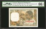 COMOROS. Banque De Madagascar. 100 Francs, ND (1963). P-3b. PMG Gem Uncirculated 66 EPQ.