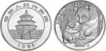 2005年1公斤熊猫银币，原盒装、附证书NO.000206。面值300元，直径100mm，成色99.9%，发行量3800枚。