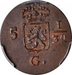 1806年荷兰东印度巴达维亚共和国1/2 Duit铜币。NETHERLANDS EAST INDIES. Batavian Republic. 1/2 Duit, 1806. PCGS MS-63 B