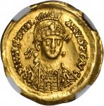 Ostrogoths. Athalaric, A. D. 526-534. AV Solidus (4.42 gms), Rome Mint, ca. 527-534. NGC AU, Strike: