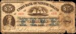 CANADA-NEWFOUNDLAND. Union Bank of Newfoundland. 5 Pounds, 1883. CH-750-12-08. Very Good. Damaged.