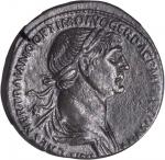 TRAJAN, A.D. 98-117. AE Sestertius (26.94 gms), Rome Mint, ca. A.D. 114-117. NGC AU, Strike: 5/5 Sur