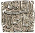 MUGHAL: Akbar I， 1556-1605， AR square rupee 4011。44g41， Surat， IE38， KM-88。6， month of Aban， 1 testm