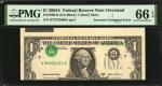 Fr. 1930-D. 2003A $1 Federal Reserve Note. Cleveland. PMG Gem Uncirculated 66 EPQ. Inverted Overprin