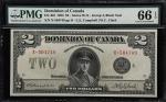 CANADA. Dominion Of Canada. 2 Dollars, 1923. DC-26l. PMG Gem Uncirculated 66 EPQ.