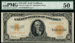 x United States of America, Gold Certificate, $10, 1922, yellow serial number H33939751, yellow seal