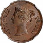 1845年海峡殖民地1/4分。加尔各答铸币厂。STRAITS SETTLEMENTS. 1/4 Cent, 1845. Calcutta Mint. NGC MS-62 Brown.