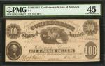 T-7. Confederate Currency. 1861 $100. PMG Choice Extremely Fine 45.