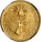 MEXICO. 5 Pesos, 1893-MoM. NGC MS-63.