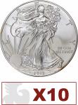 Lot of (10) 2013 Silver Eagles. First Strike. MS-70 (PCGS). Chief Engraver John M. Mercanti Signatur
