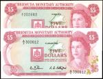 BERMUDA. Lot of (2). Bermuda Monetary Authority. 5 Dollars, 1978-88. P-29a & 29d. Uncirculated.