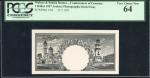 马来亚和英属北婆罗洲未发行1元背面档案照片，加盖1957年，PCGS Currency 64，独一无二之珍品。Malay and British North Borneo, archival phot