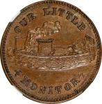 1863 OUR LITTLE MONITOR / Open Wreath, Crossed Cannons and Anchor. Fuld-239/421 a. Rarity-3. Copper.