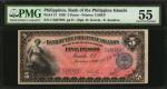 PHILIPPINES. Bank of The Philippine Islands. 5 Pesos, 1920. P-13. PMG About Uncirculated 55.