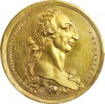 PHILIPPINES. "For Valor" Gilt Bronze Award Medal, ND (ca. 1785). Charles III. PCGS Genuine Gold Shie