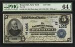 West Troy, New York. 1902 Plain Back $5 Fr. 598. The NB. Charter #1265. PMG Choice Uncirculated 64 E