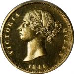 INDIA. Mohur Restrike, 1841.-(C). Calcutta Mint. Victoria. PCGS PROOF-64+.