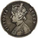 BRITISH INDIA: Victoria, Queen, 1837-1876, AR rupee, ND  (1862-76), KM-491, obverse mirror brockage 