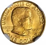 1922 Grant Memorial Gold Dollar. No Star. MS-65 (NGC).