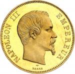 FRANCESecond Empire / Napoléon III (1852-1870). 100 francs tête nue, Flan bruni (PROOF) 1855, A, Par